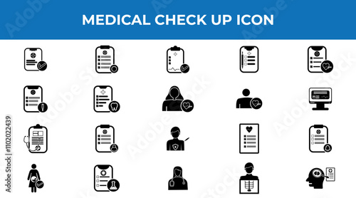 set of medical check up icon style graphic design vector, Medical and Healthcare web icons collections