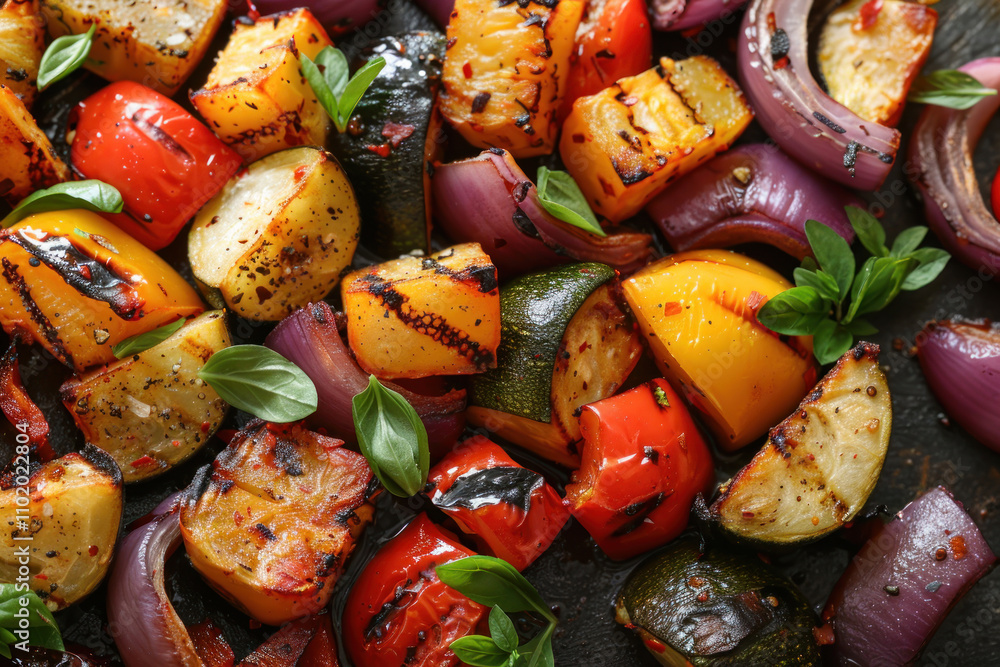 Background of fried grilled vegetables.. Background of fried grilled vegetables..
