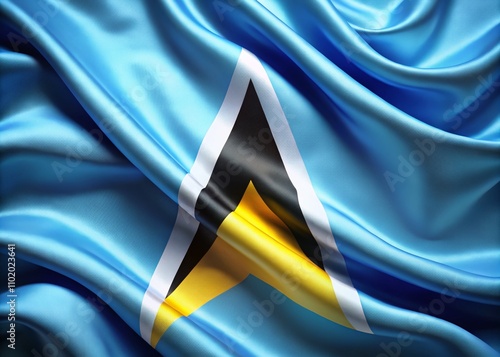 Wavy Abstract Background Featuring the Colors and Design of the Saint Lucia Flag for Creative Projects and Graphic Design Applications photo