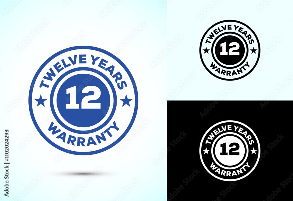 Fototapeta premium Advertising twelve years warranty badge, Warranty logo icon sign