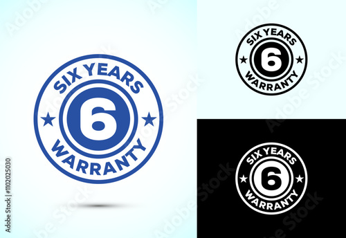 Advertising six years warranty badge, Warranty logo icon sign