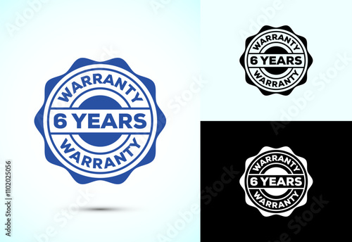 Advertising six years warranty badge, Warranty logo icon sign