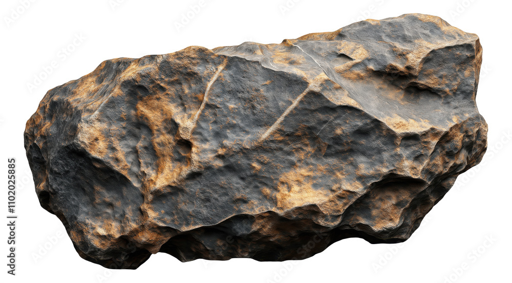 Fototapeta premium Large textured stone with rough surface and shades of gray and brown