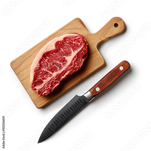 Close-up of a Well-Marbled Steak with a Smoky Char photo