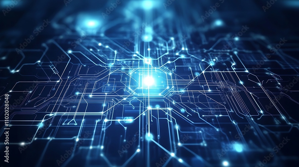 Abstract Circuitry Pattern - Blue and White