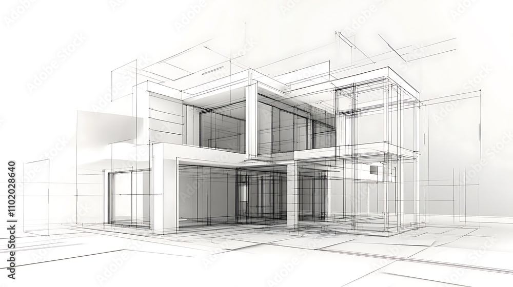 Architectural Sketch of a Modern House Architectural Sketch of a Modern House