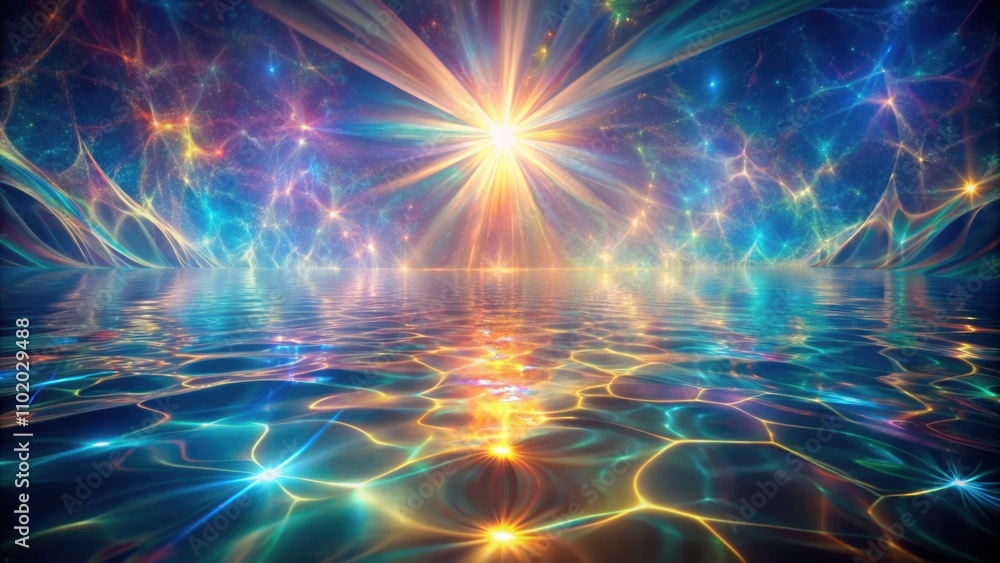 Fototapeta premium Abstract fractal art background with light refraction and caustics in water, fractal, abstract, art, background, light