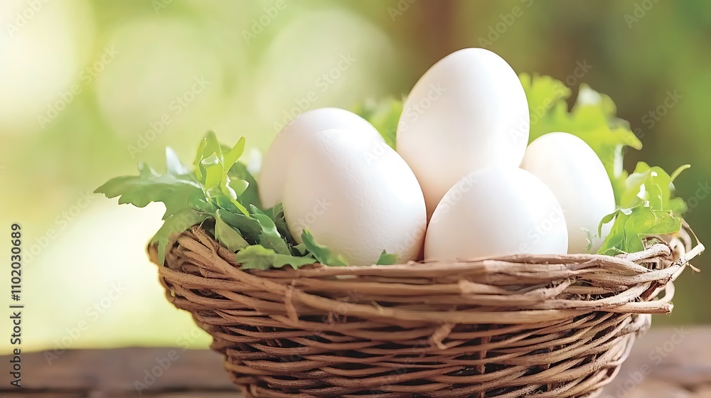 Duck eggs in a basket Duck eggs in a basket