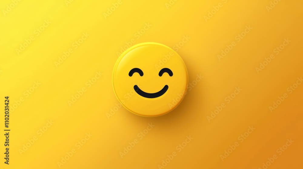 Smiling emoticon on yellow background. 3D illustration. 3D rendering. Smiling emoticon on yellow background. 3D illustration. 3D rendering.