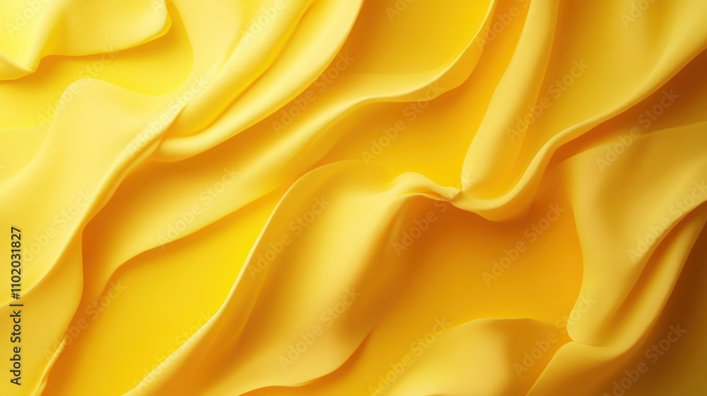 Close up of yellow satin fabric texture.