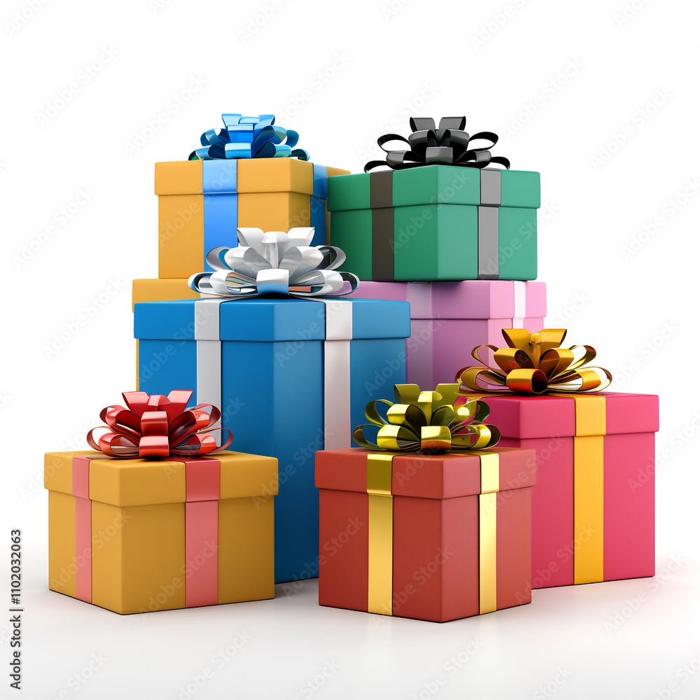 Obraz premium Perspective View of Multiple Stacked Gift Boxes