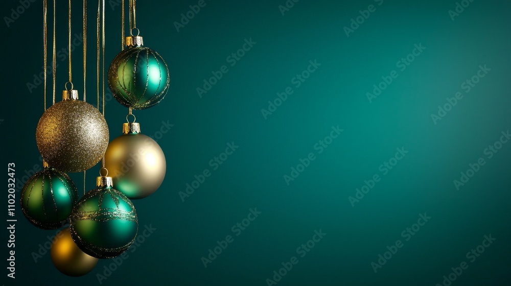 Accented with gold baubles and a green festive tree. Accented with gold baubles and a green festive tree.