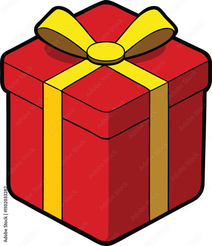 Red gift box with yellow ribbon, present, celebration, surprise Red gift box with yellow ribbon, present, celebration, surprise