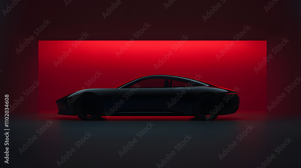 Naklejka premium Modern Side Profile of a Car – Sleek and Streamlined Design Showcasing Contemporary Automotive Aesthetics