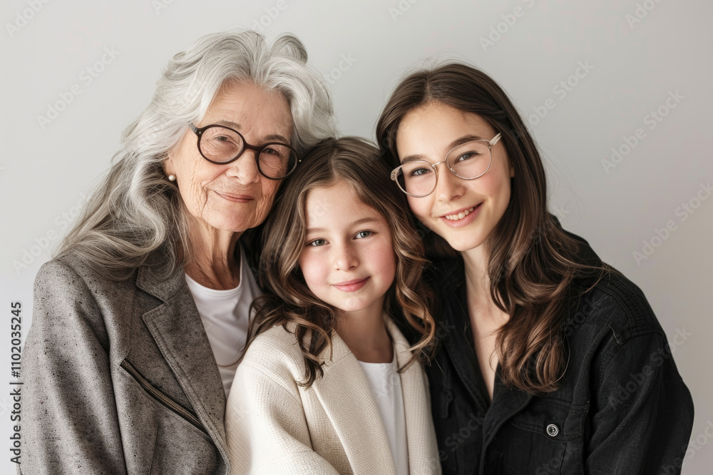 Three generations of women smiling together: capturing family bonds and warmth Three generations of women smiling together: capturing family bonds and warmth