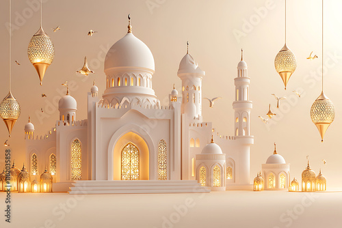 Wallpaper Mural Beautiful mosque for muslim prayer and islamic ramadan kareem celebration illuminated with lights. Torontodigital.ca