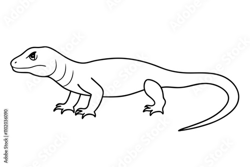 Komodo Dragon Line Art Illustration.