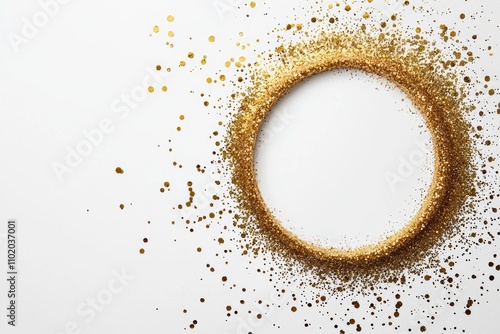 Shimmering Gold Glitter Circle on White Background for Celebrations