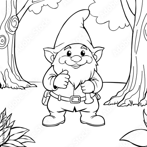 coloring book with cartoon dwarf