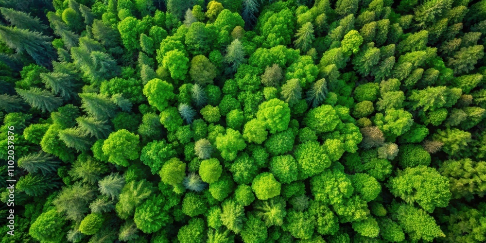 Top view of lush green trees in a forest setting Top view of lush green trees in a forest setting