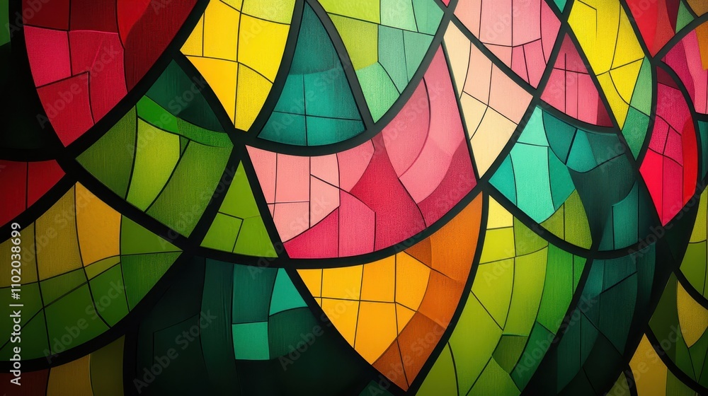 Fototapeta premium Retro shapes with glowing light effects create this vibrant 70s-inspired wallpaper