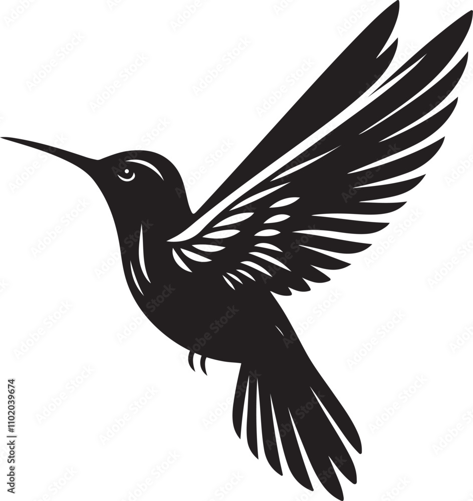Obraz premium Hummingbird Silhouette Vector Art and Illustration