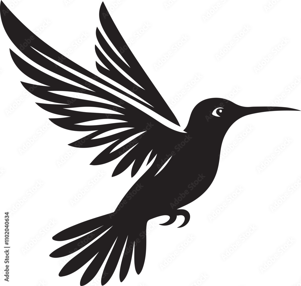 Obraz premium Hummingbird Silhouette Vector Art and Illustration