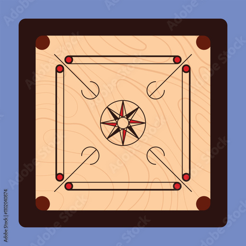 Wooden Carrom Board Game Vector Illustration Carrom game vector carrom board game