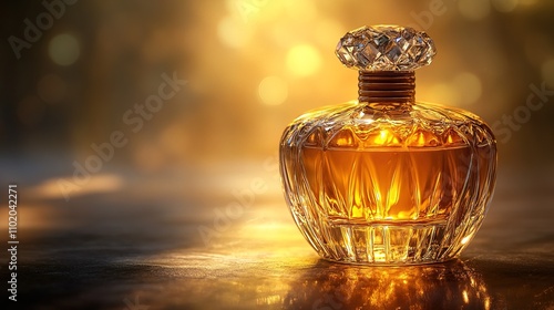 Elegant Yellow Perfume Bottle, Spotlight Concept