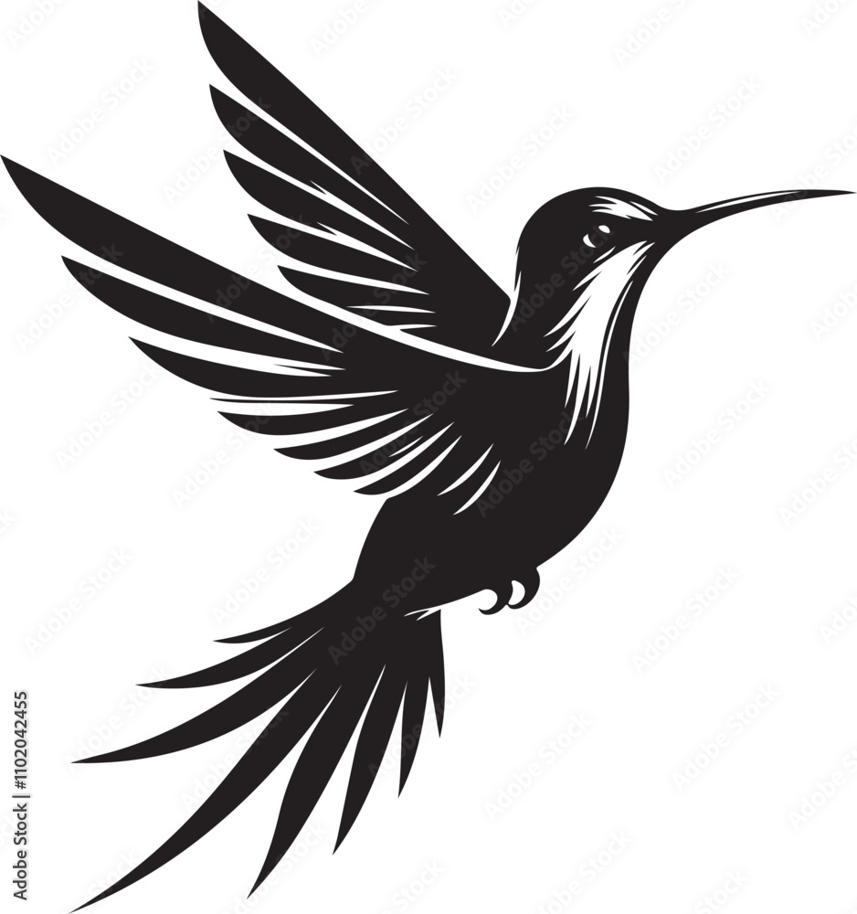 Fototapeta premium Hummingbird Silhouette Vector Art and Illustration