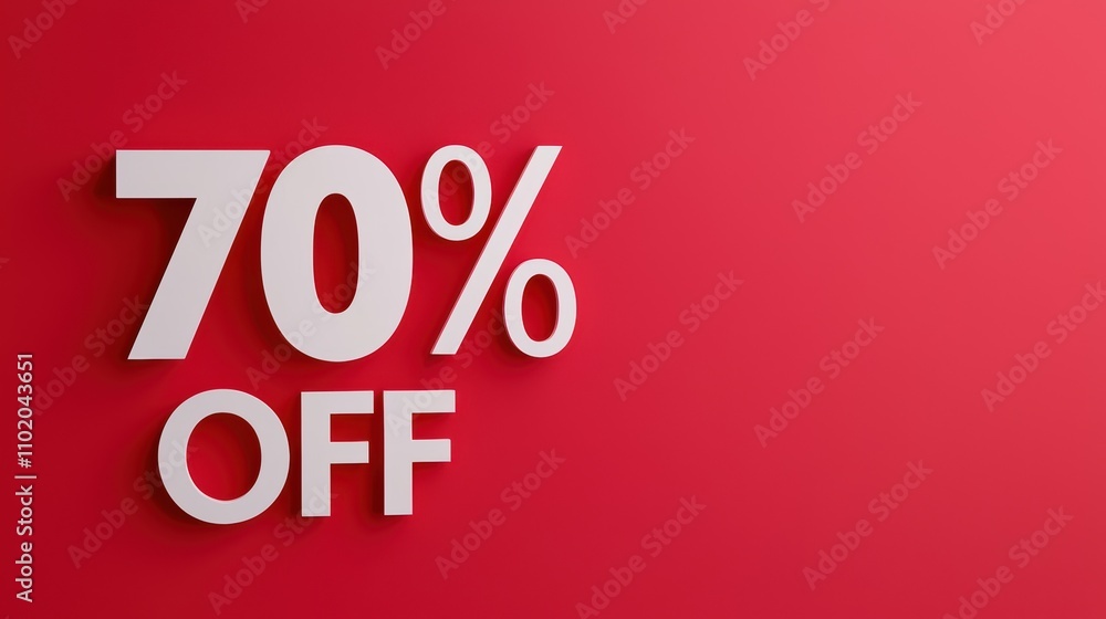 Bold Discount Announcement with Large Text on Red Background Bold Discount Announcement with Large Text on Red Background