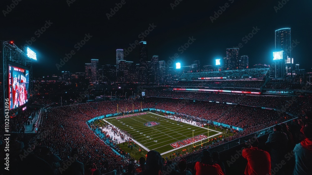 custom made wallpaper toronto digitalNight Football Game at NRG Stadium in Houston, Texas: A Stunning Aerial View of a Packed Stadium Under the City Lights
