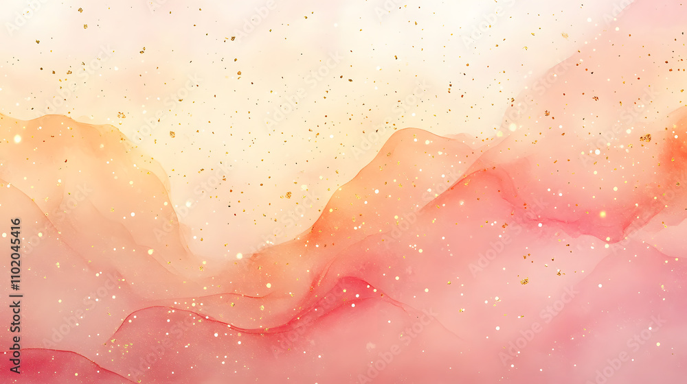 Fototapeta premium Soft Abstract Background with Pink and Gold Gradient Waves