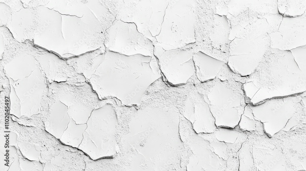 Fototapeta premium Cracked White Wall with Texture in Harsh Lighting