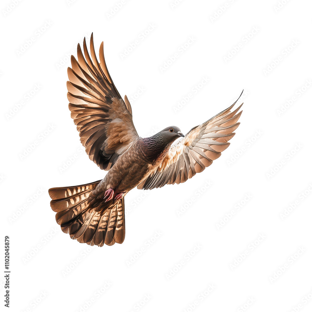 Obraz premium Dove Flying Isolated on White Background Transparent PNG background.