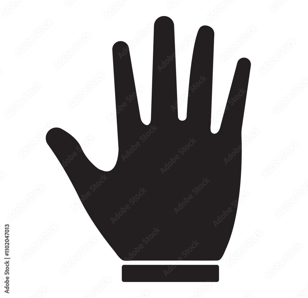 Minimalist Waving Hand Icon in Black and White Minimalist Waving Hand Icon in Black and White