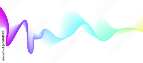 Modern color gradient flowing wave line. White abstract background with glowing wave. Shiny moving lines design element. Futuristic technology.