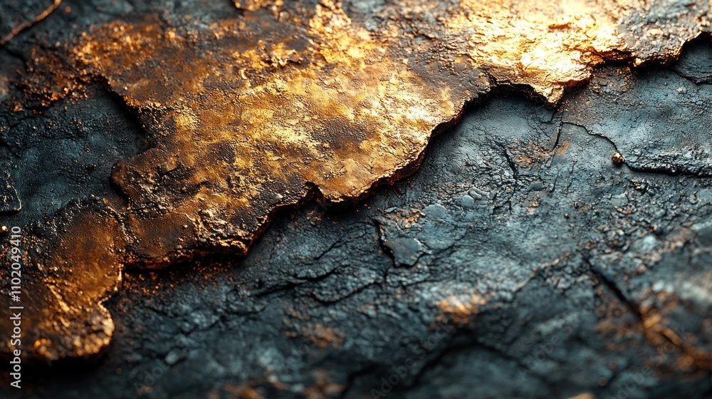 Close-Up of Textured Metallic Surface with Gold and Black Elements Close-Up of Textured Metallic Surface with Gold and Black Elements