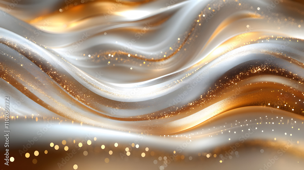 Elegant Flowing Textures with Gold and Silver Waves and Soft Light Elegant Flowing Textures with Gold and Silver Waves and Soft Light
