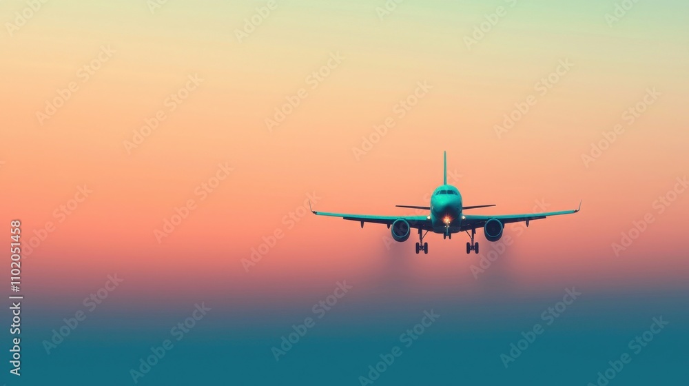 Dawn takeoff aerial photography of a passenger plane Dawn takeoff aerial photography of a passenger plane