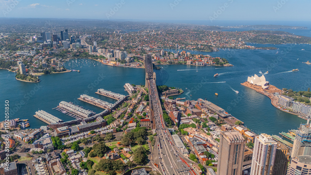 custom made wallpaper toronto digitalAerial View of Sydney Harbour Balmain Darling harbour Sydney CBD cockle Bay Wharf North Sydney harbour bridge Lavender Bay Milsons Point Manly on a warm summer day blue skies 