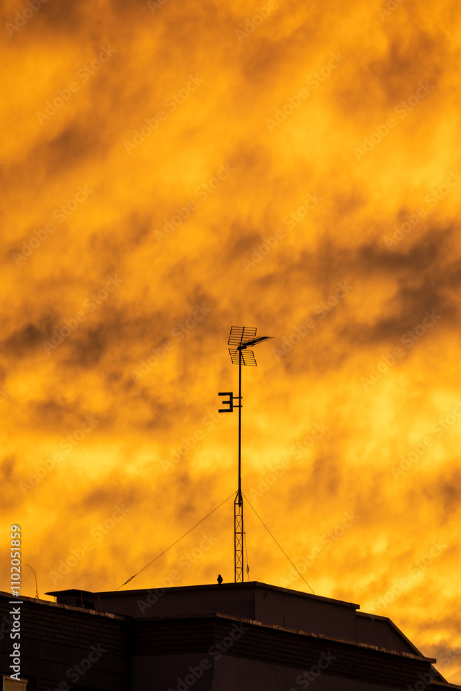 Obraz premium Sunset in the Carabanchel district of Madrid