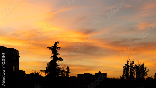 Sunset in the Carabanchel district of Madrid photo