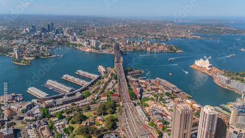 Wallpaper Mural Aerial View of Sydney Harbour Balmain Darling harbour Sydney CBD cockle Bay Wharf North Sydney harbour bridge Lavender Bay Milsons Point Manly on a warm summer day blue skies  Torontodigital.ca