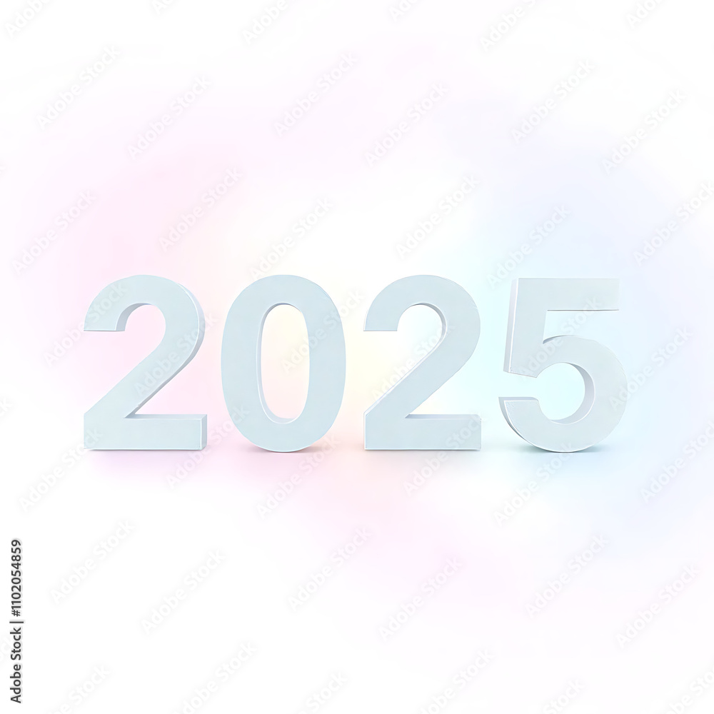 A clean and modern '2025' text in sans-serif font with a holographic shimmer effect, placed over a gradient of soft pastel colors blending into white. A clean and modern '2025' text in sans-serif font with a holographic shimmer effect, placed over a gradient of soft pastel colors blending into white.