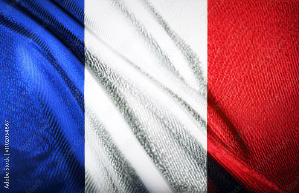 National flag of France, waving structure National flag of France, waving structure