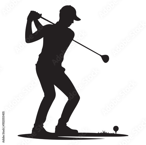 golf player set silhouette vector illustration