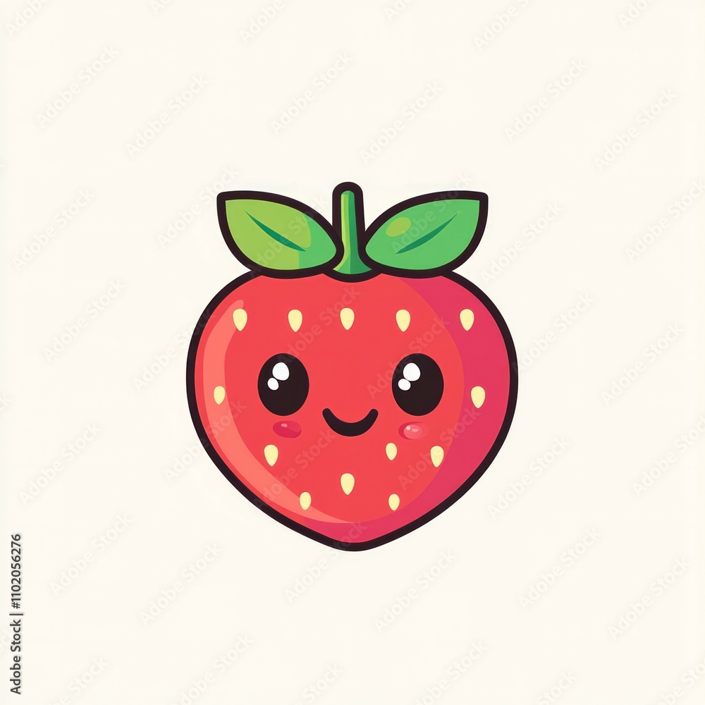 Obraz premium Logo design, a cute red color strawberry character on white background