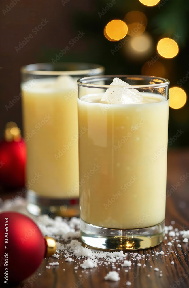 Glasses of eggnog, the Christmas drink. Glasses of eggnog, the Christmas drink.