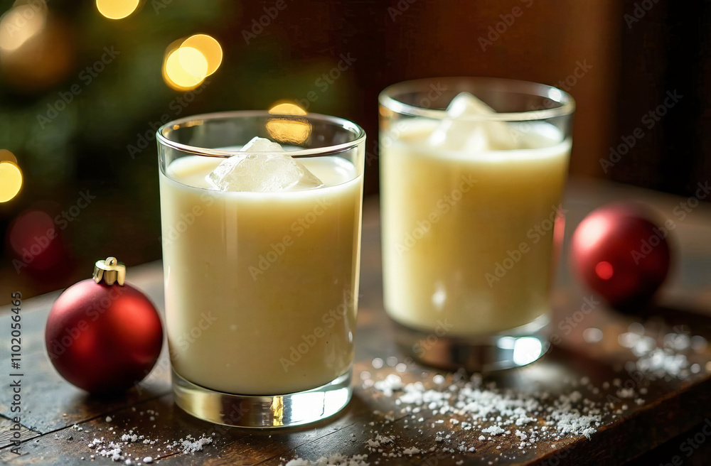 Glasses of eggnog, the Christmas drink. Glasses of eggnog, the Christmas drink.